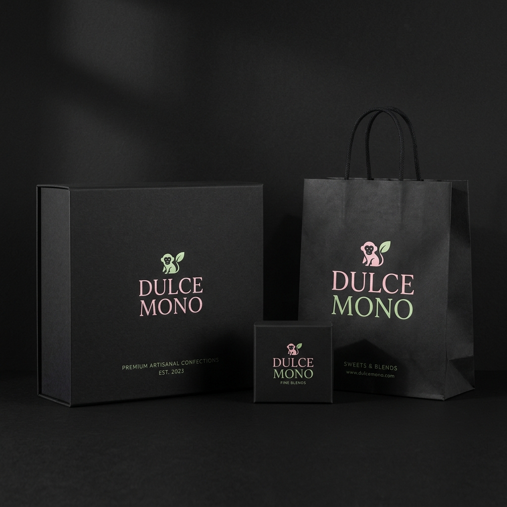 Diseño de empaques, cajas y bolsas de mano para Dulce Mono