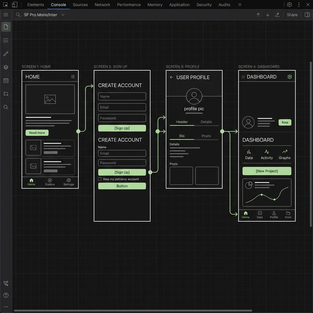 Flujos UX y wireframes de las pantallas de intools